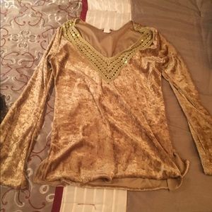 Bell sleeve velvet top